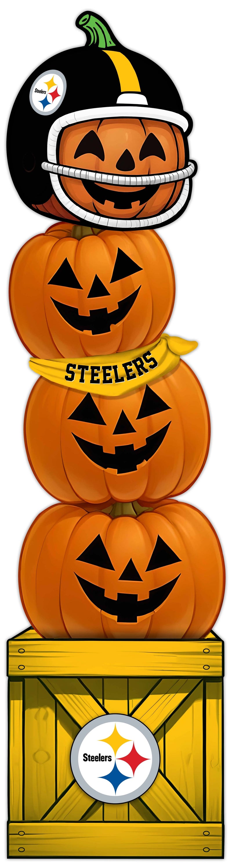 Load image into Gallery viewer, Fan Creations 46 inch NFL Pittsburgh Steelers Stacked Pumpkin Bandana - Scarf
