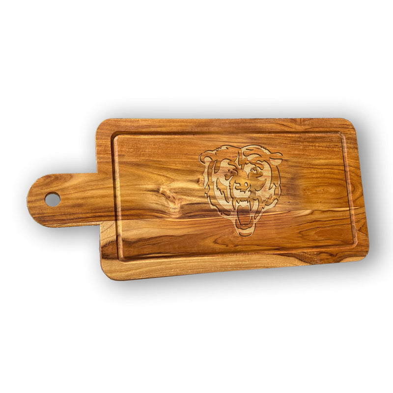 Load image into Gallery viewer, Fan Creations NFL Chicago Bears Solid Teak Rectangular Cheese Board
