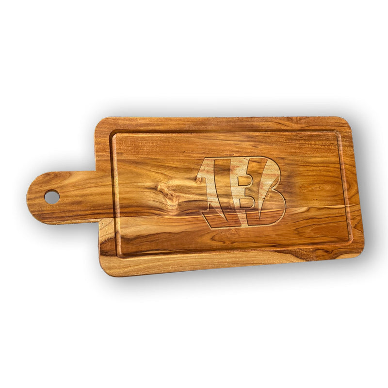 Load image into Gallery viewer, Fan Creations NFL Cincinnati Bengals Solid Teak Rectangular Cheese Board
