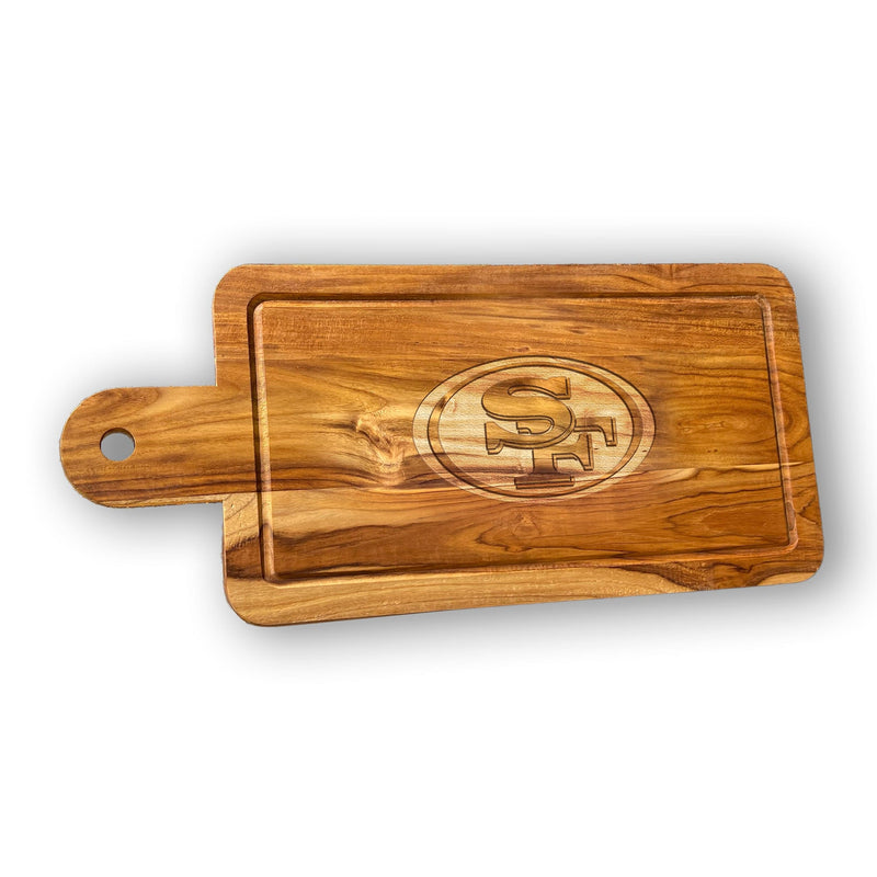 Load image into Gallery viewer, Fan Creations NFL San Francisco 49ers Solid Teak Rectangular Cheese Board

