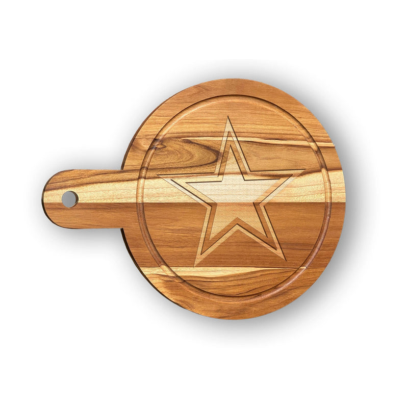 Load image into Gallery viewer, Fan Creations NFL Dallas Cowboys Solid Teak Circular Cheese Board
