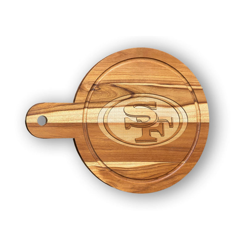 Load image into Gallery viewer, Fan Creations NFL San Francisco 49ers Solid Teak Circular Cheese Board
