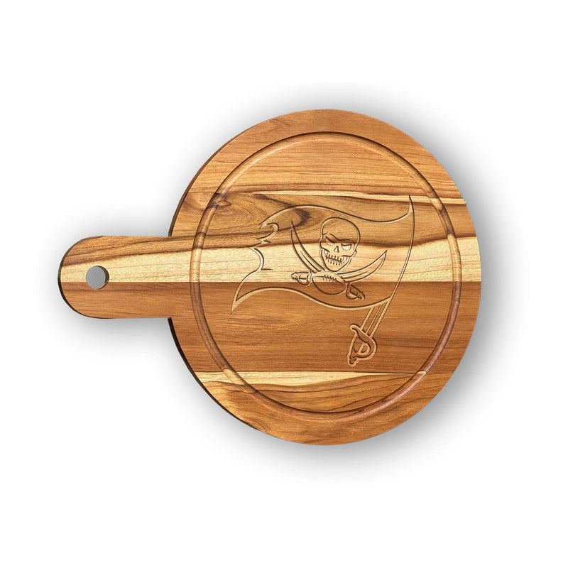 Load image into Gallery viewer, Fan Creations NFL Tampa Bay Buccaneers Solid Teak Circular Cheese Board
