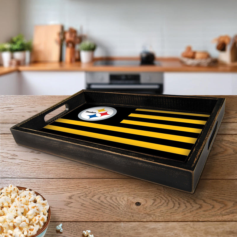 Load image into Gallery viewer, Fan Creations Brightline NFL Pittsburgh Steelers Flag Serving Tray
