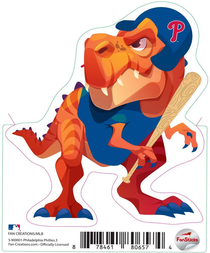 Fan Creations Decal Philadelphia Phillies 3in decal Tyrannosaurus Orange Standing Dinosaur