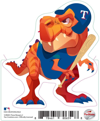 Fan Creations Decal Texas Rangers 3in Decal Tyrannosaurus Orange Standing Dinosaur