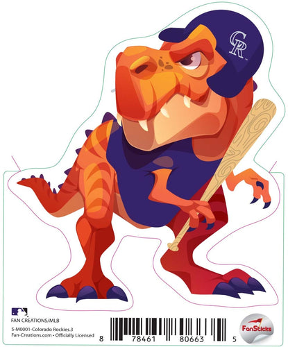 Fan Creations Decal Colorado Rockies 3in Decal Tyrannosaurus Orange Standing Dinosaur