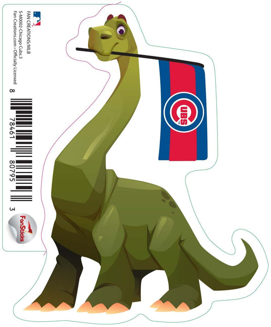 Fan Creations Decal Chicago Cubs 3in Decal - Green Dinosaur with Flag