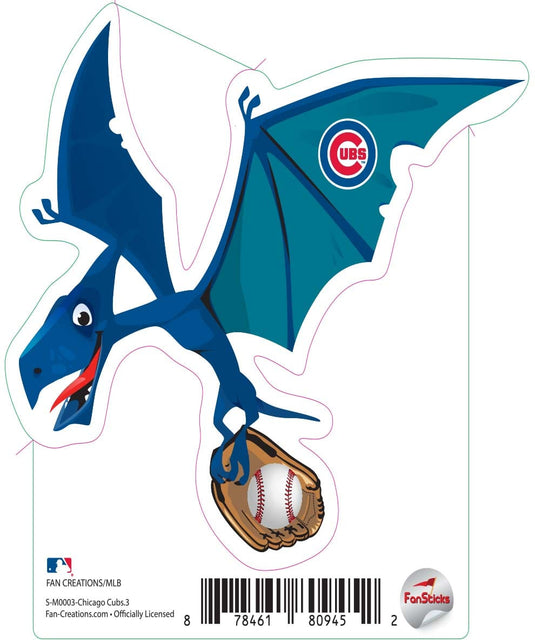 Fan Creations Decal Chicago Cubs 3in Decal - Blue Dinosaur with Baseball