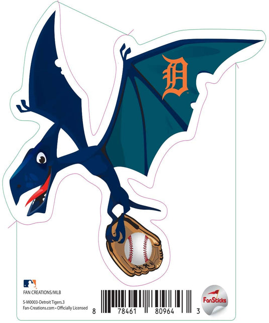 Fan Creations Decal Detroit Tigers 3in Decal Pterodactyl Blue Dinosaur with Baseball