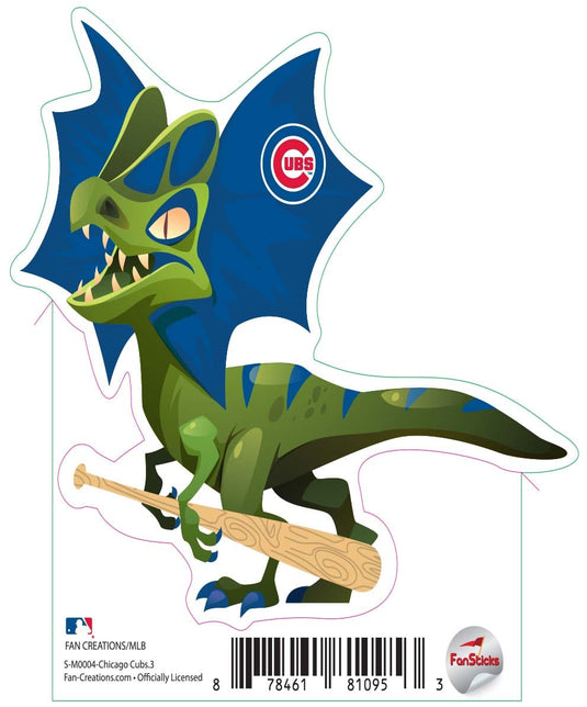 Fan Creations Decal Chicago Cubs 3in Decal - Green Winged Dinosaur with Baseball