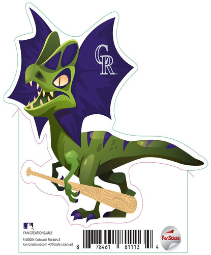 Fan Creations Decal Colorado Rockies 3in Decal Xiphosurus Green Winged Dinosaur with Baseball