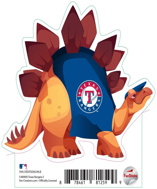 Fan Creations Decal Texas Rangers 3in Decal Stegosaurus Orange Dinosaur with Team Shirt