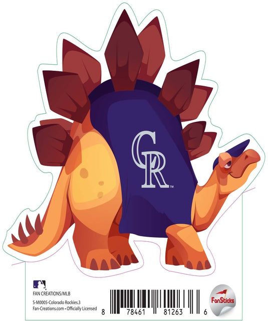 Fan Creations Decal Colorado Rockies 3in Decal Stegosaurus Orange Dinosaur with Team Shirt