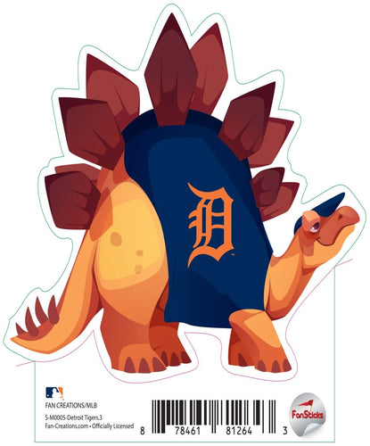 Fan Creations Decal Detroit Tigers 3in Decal Stegosaurus Orange Dinosaur with Team Shirt