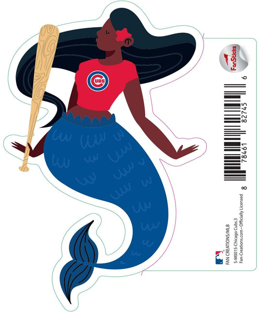 Fan Creations Decal Chicago Cubs 3in Decal - Mermaid with Team Shirt