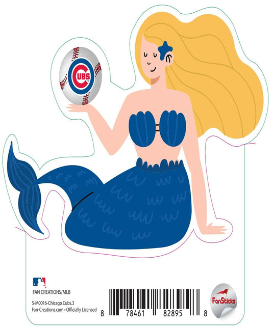 Fan Creations Decal Chicago Cubs 3in Decal - Mermaid with Baseball