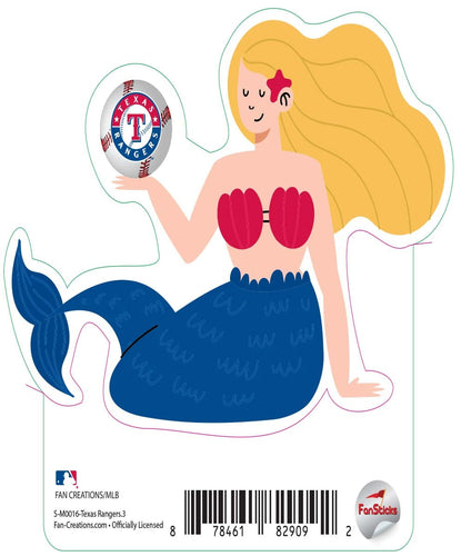 Fan Creations Decal Texas Rangers 3in Decal Mermaid with Baseball