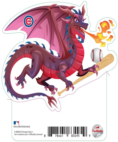 Fan Creations Decal Chicago Cubs 3in Decal - Dragon with Baseball