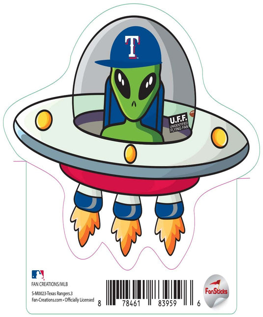 Fan Creations Decal Texas Rangers 3in Decal UFO Alien Fan