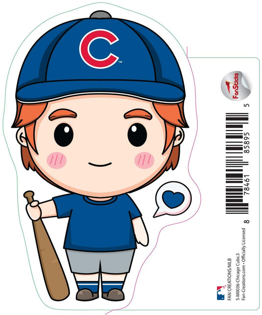 Fan Creations Decal Chicago Cubs 3in Decal - Anime Baseball Player 4