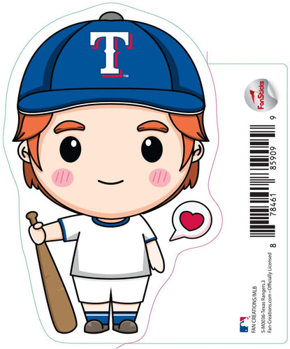 Fan Creations Decal Texas Rangers 3in Decal Anime Baseball Player 5