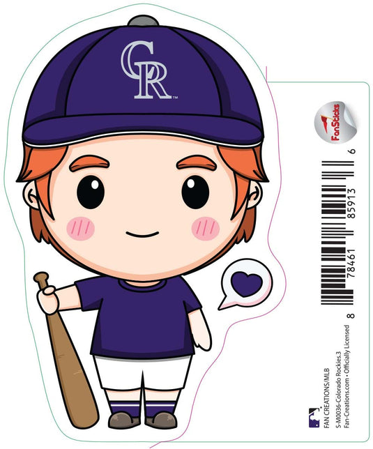 Fan Creations Decal Colorado Rockies 3in Decal Anime Baseball Player 5