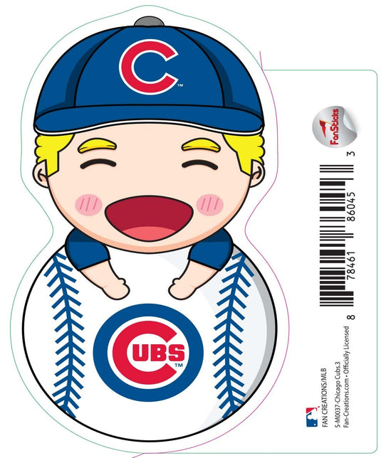 Fan Creations Decal Chicago Cubs 3in Decal - Anime Baseball Player (Leaning on Baseball)