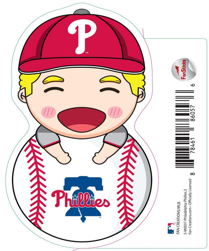 Fan Creations Decal Philadelphia Phillies 3in decal Anime Baseball Player - Leaning on Baseball