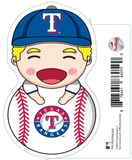 Fan Creations Decal Texas Rangers 3in Decal Anime Baseball Player - Leaning on Baseball