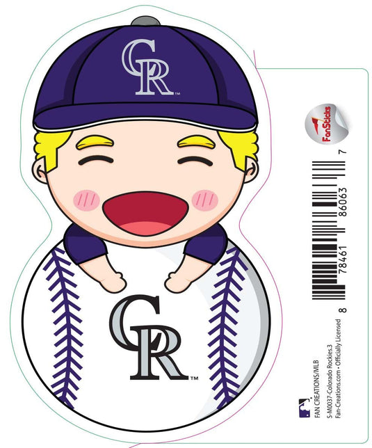 Fan Creations Decal Colorado Rockies 3in Decal Anime Baseball Player - Leaning on Baseball