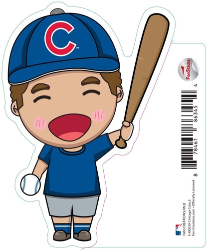 Fan Creations Decal Chicago Cubs 3in Decal - Anime Baseball Player (Holding Baseball and Bat)