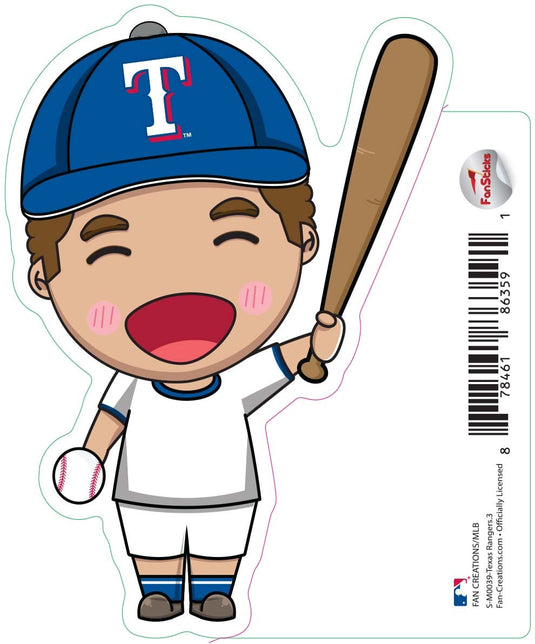 Fan Creations Decal Texas Rangers 3in Decal Anime Baseball Player - Holding Baseball and Bat