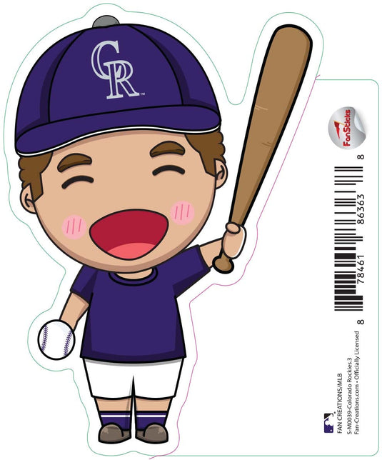 Fan Creations Decal Colorado Rockies 3in Decal Anime Baseball Player - Holding Baseball