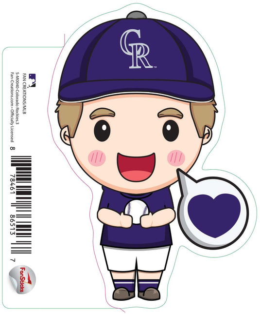 Fan Creations Decal Colorado Rockies 3in Decal Anime Baseball Player - Heart Caption