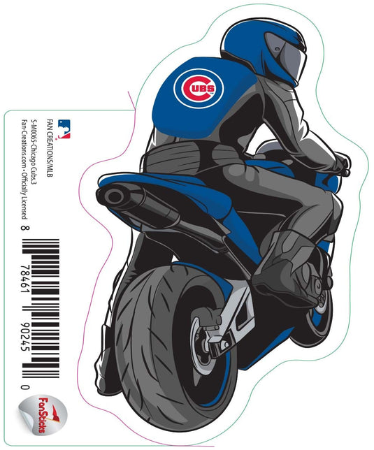 Fan Creations Decal Chicago Cubs 3in Decal - Person on Motorcycle