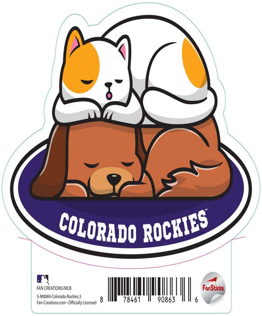 Fan Creations Decal Colorado Rockies 3in Decal Cat & Dog Napping