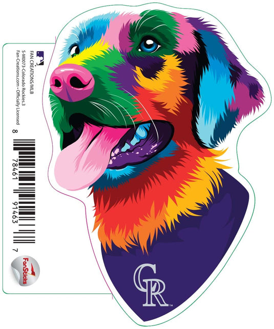 Fan Creations Decal Colorado Rockies 3in Decal Rainbow Dog Bandana