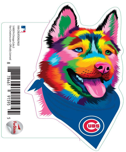 Fan Creations Decal Chicago Cubs 3in Decal - Rainbow Husky Bandana