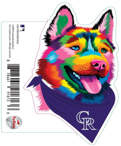 Fan Creations Decal Colorado Rockies 3in Decal Rainbow Husky Bandana