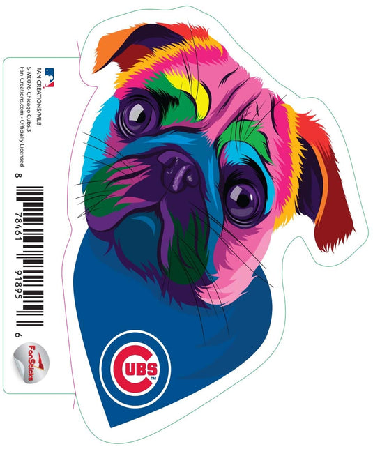 Fan Creations Decal Chicago Cubs 3in Decal - Rainbow Pug Bandana