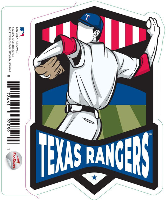 Fan Creations Decal Texas Rangers 3in Decal Baseball Player - Throwing