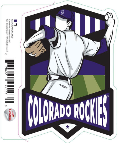 Fan Creations Decal Colorado Rockies 3in Decal Baseball Player - Throwing