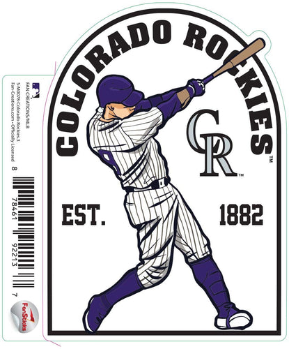 Fan Creations Decal Colorado Rockies 3in Decal Baseball Player - Hitting