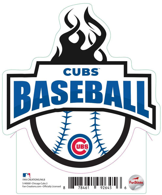 Fan Creations Decal Chicago Cubs 3in Decal - Baseball Flames