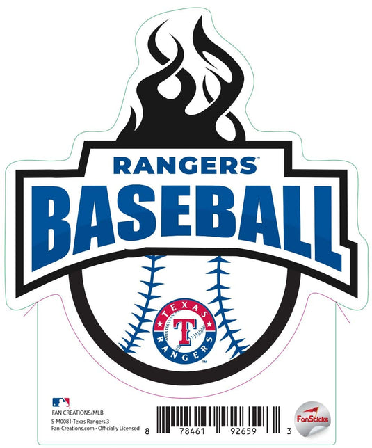 Fan Creations Decal Texas Rangers 3in Decal Baseball Flames