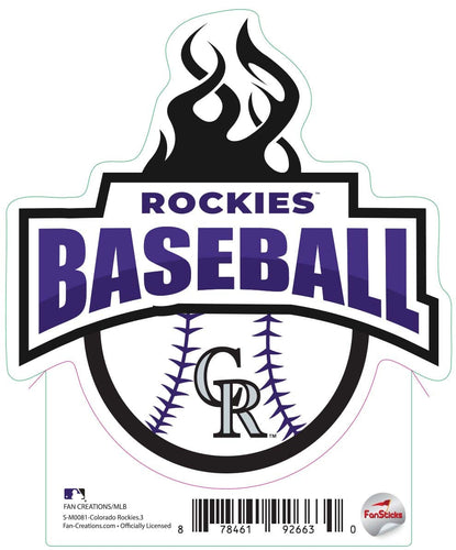 Fan Creations Decal Colorado Rockies 3in Decal Baseball Flames