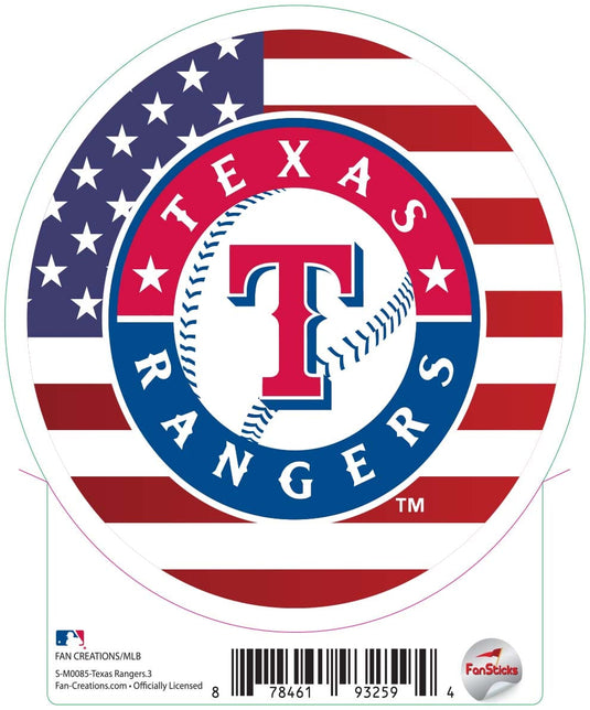 Fan Creations Decal Texas Rangers 3in Decal Logo on Flag Circle