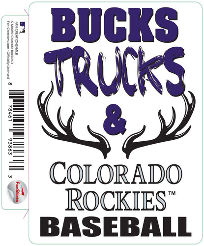 Fan Creations Decal Colorado Rockies 3in Decal Bucks, Trucks & Team