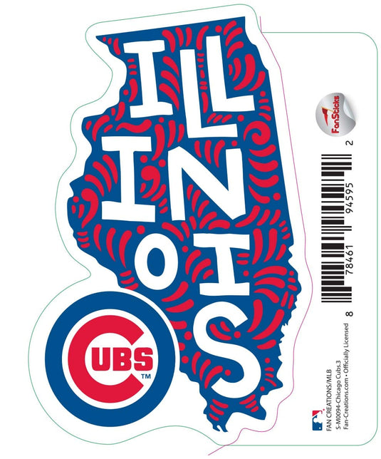 Fan Creations Decal Chicago Cubs 3in Decal - State Name